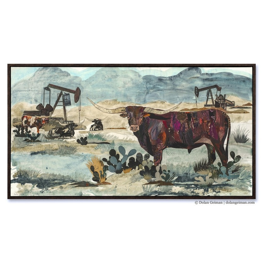 Pumpjack Longhorn Canvas Print