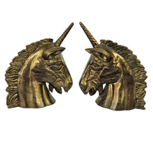 Load image into Gallery viewer, Brass Unicorn Head Bookends