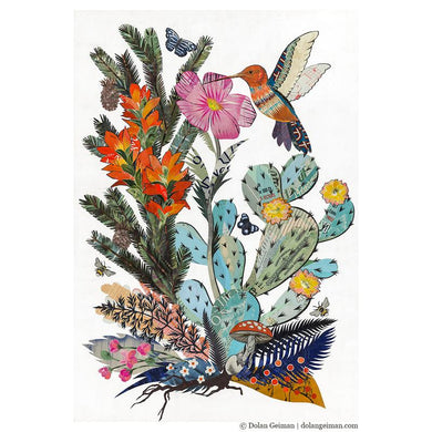 Dolan Geiman Signed Print Hummingbird with Cactus