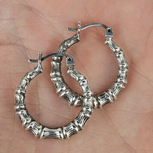 Load image into Gallery viewer, Sterling Bamboo Hoop Earrings
