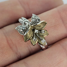 Load image into Gallery viewer, Brass &amp; CZ Floral Ring