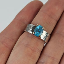 Load image into Gallery viewer, Sterling &amp; Gold Blue Topaz Ring
