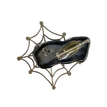 Load image into Gallery viewer, Sterling &amp; Agate Spiderweb Brooch