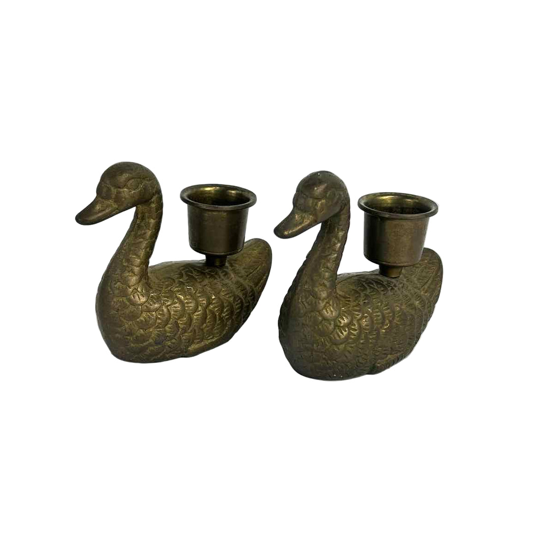 Brass Duck Candleholders
