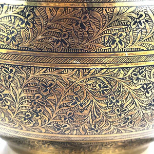 Engraved Brass Urn Planter
