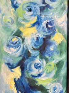 Abstract Blue Floral Painting