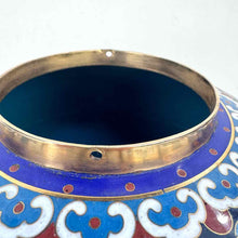 Load image into Gallery viewer, Blue Floral Cloisonne Jar