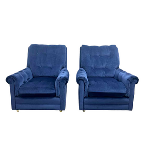 Blue Velvet Chairs & Ottomans