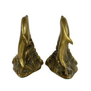 Brass Dolphin Bookends