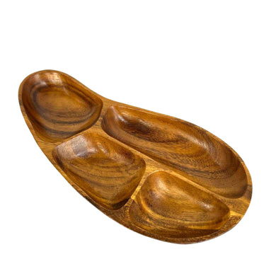 Carved Wooden Divided Dish