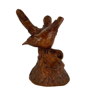 Carved Wooden Bird on Branch