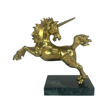 Brass Unicorn on Marble Base
