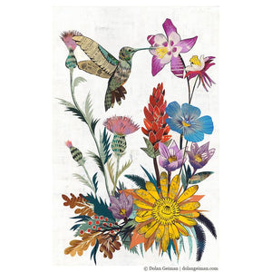 Dolan Geiman Signed Print Hummingbird with Wildflowers