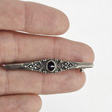 Load image into Gallery viewer, Sterling Silver &amp; Onyx Brooch