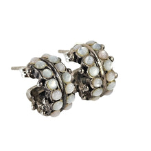 Load image into Gallery viewer, Moonstone Sterling Hoop Earrings