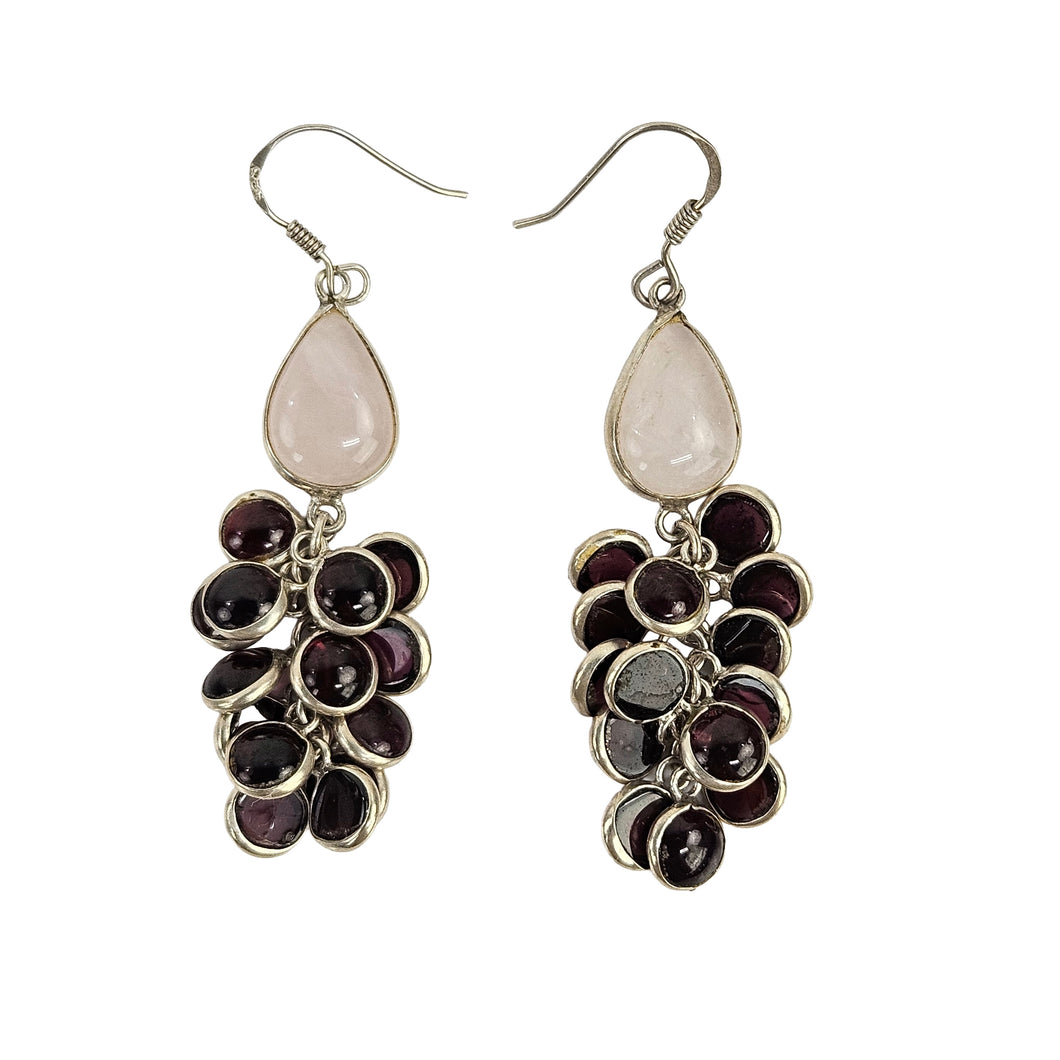 Sterling Garnet Grapes Earrings