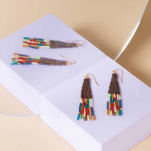 Load image into Gallery viewer, Beaded Abstract Fringe Earrings