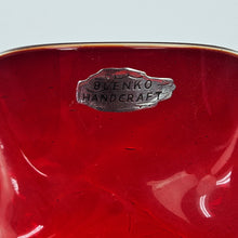 Load image into Gallery viewer, Red Ruffle Crackle Glass Bowl