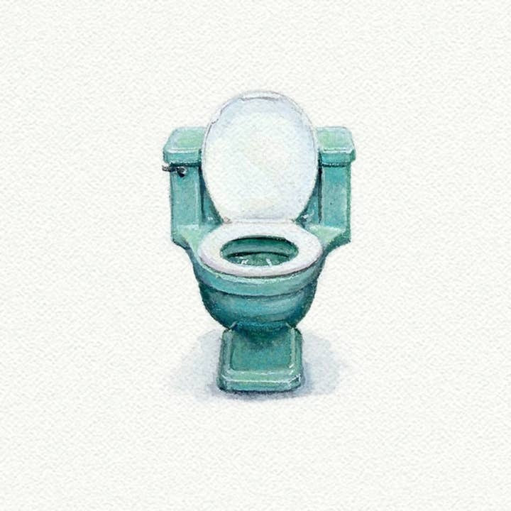 Toilet Miniature Watercolor Print