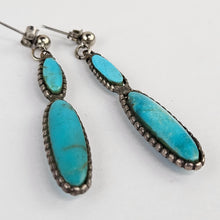 Load image into Gallery viewer, Long Sterling &amp; Turquoise Earrings