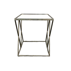 Geometric Faux Marble End Table