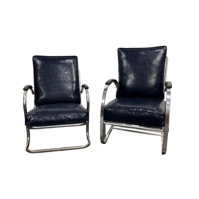Chrome & Navy 1930s Chairs