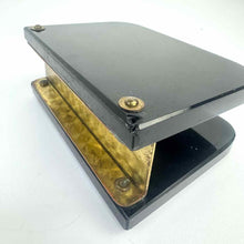 Load image into Gallery viewer, Black Glass &amp; Brass Mail Holder