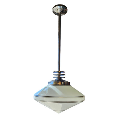 Milk Glass & Chrome Pendant