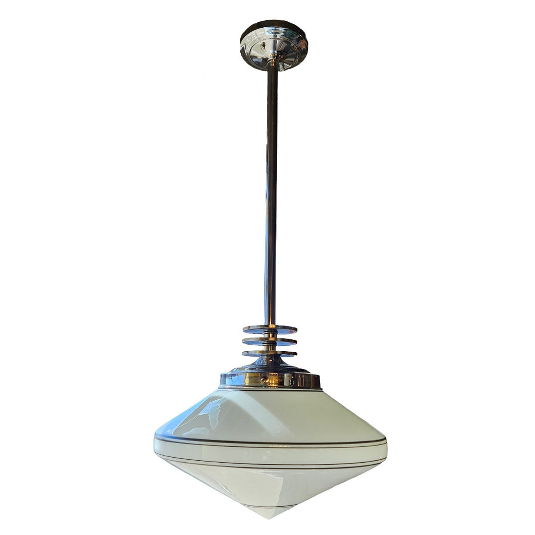 Milk Glass & Chrome Pendant