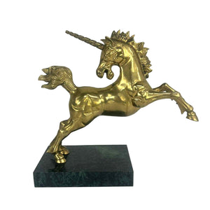 Brass Unicorn on Marble Base