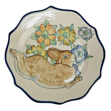 Load image into Gallery viewer, Rabbit &amp; Flowers Pottery Plate