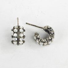 Load image into Gallery viewer, Moonstone Sterling Hoop Earrings