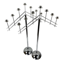 Load image into Gallery viewer, Modernist Chrome Floor Candelabras