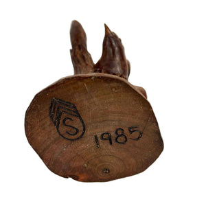 Carved Wooden Bird on Branch