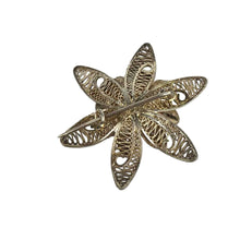 Load image into Gallery viewer, Sterling Filigree Flower Brooch