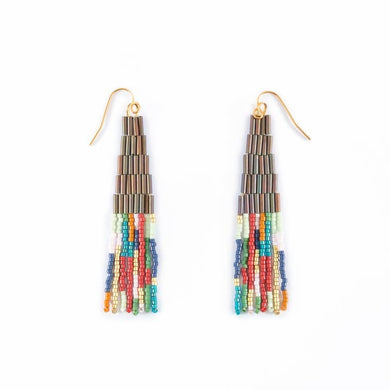 Beaded Abstract Fringe Earrings