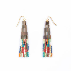 Beaded Abstract Fringe Earrings