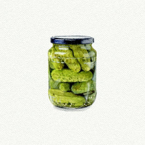 Pickle Jar Miniature Watercolor Print