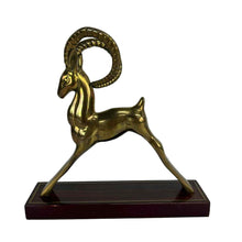 Load image into Gallery viewer, Brass Antelope on Wooden Base