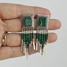 Load image into Gallery viewer, Malachite &amp; Sterling Earrings
