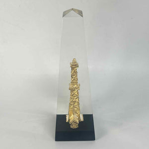Lucite & Gold Metal Oil Rig