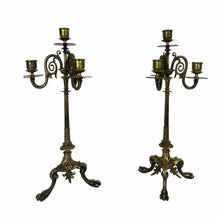 Load image into Gallery viewer, Brass Claw Foot Candleholders