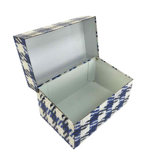 Blue Plaid Metal Box