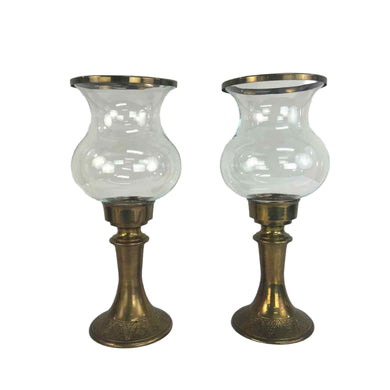 Brass Hurricane Candleholders