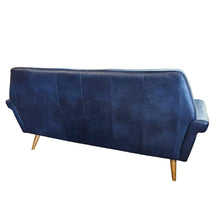 Load image into Gallery viewer, Navy Blue Leather Loveseat