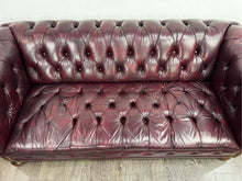 Load image into Gallery viewer, Burgundy Leather Chesterfield Sofa