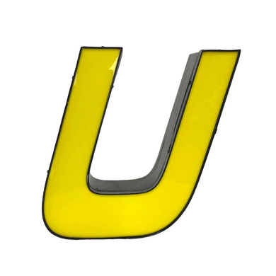 Italic Yellow Sign Letter U