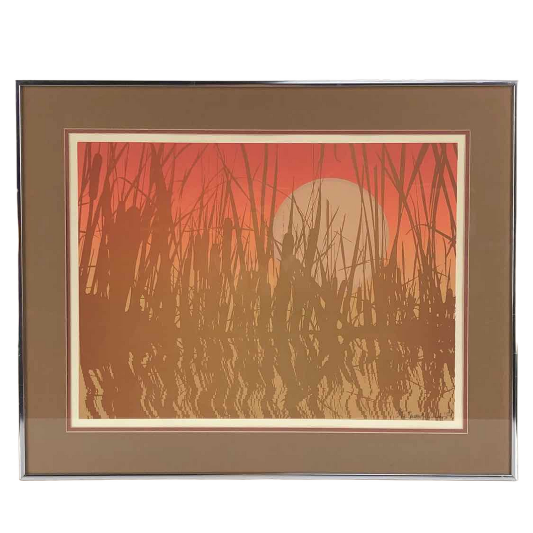 Sunset Cattails Screen Print