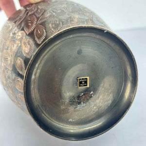 Engraved Floral Brass Vase