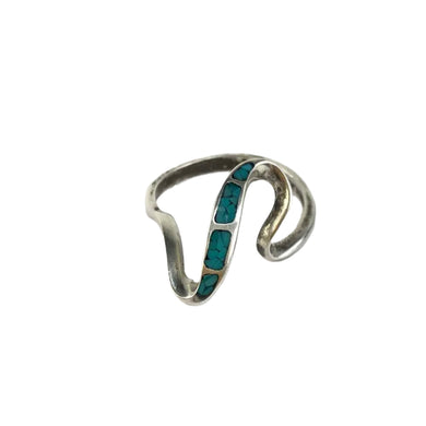 Wavy Sterling & Turquoise Ring